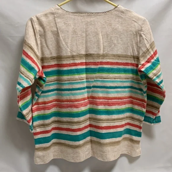 Alfred Dunner Multi-Color 3/4 Sleeve Cotton Blend Knit Top. PM - Picture 2 of 5